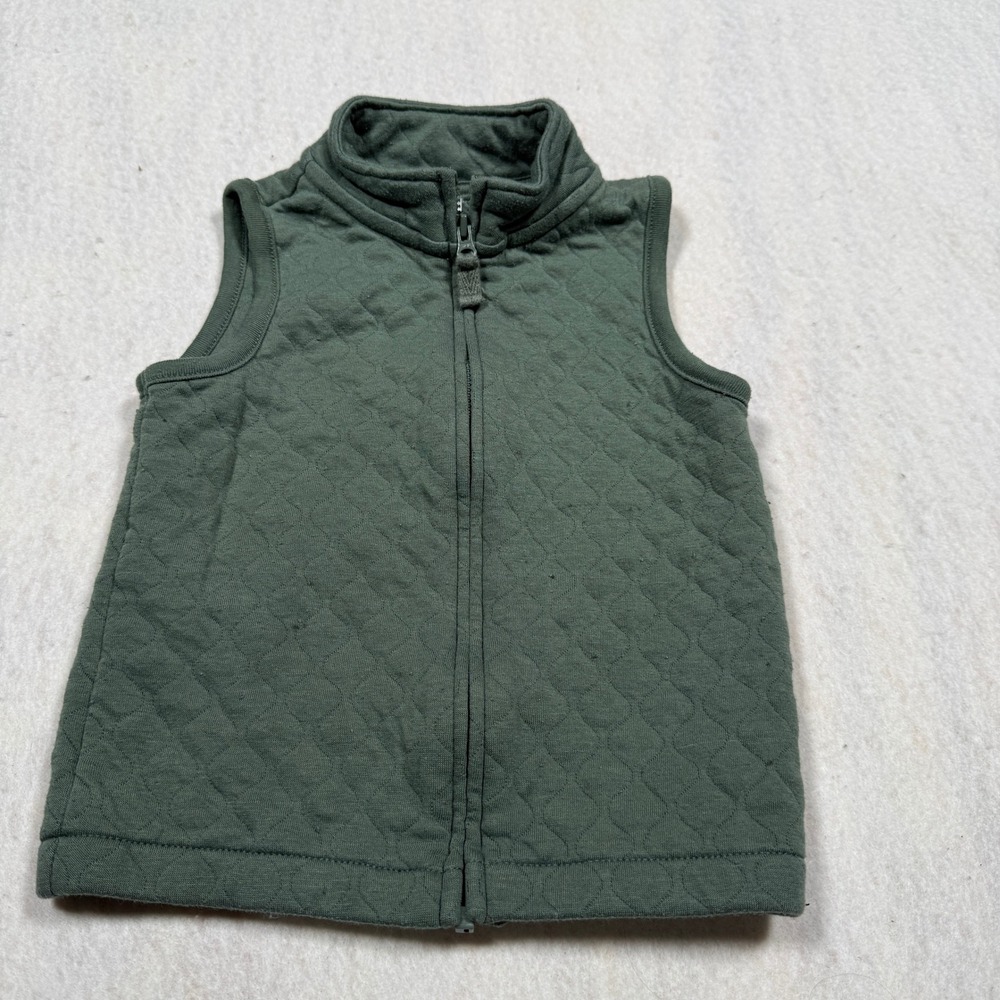 Carters Child of Mine Kids Olive Green Quilted Fleece Zip Up Vest 24M GCL127381